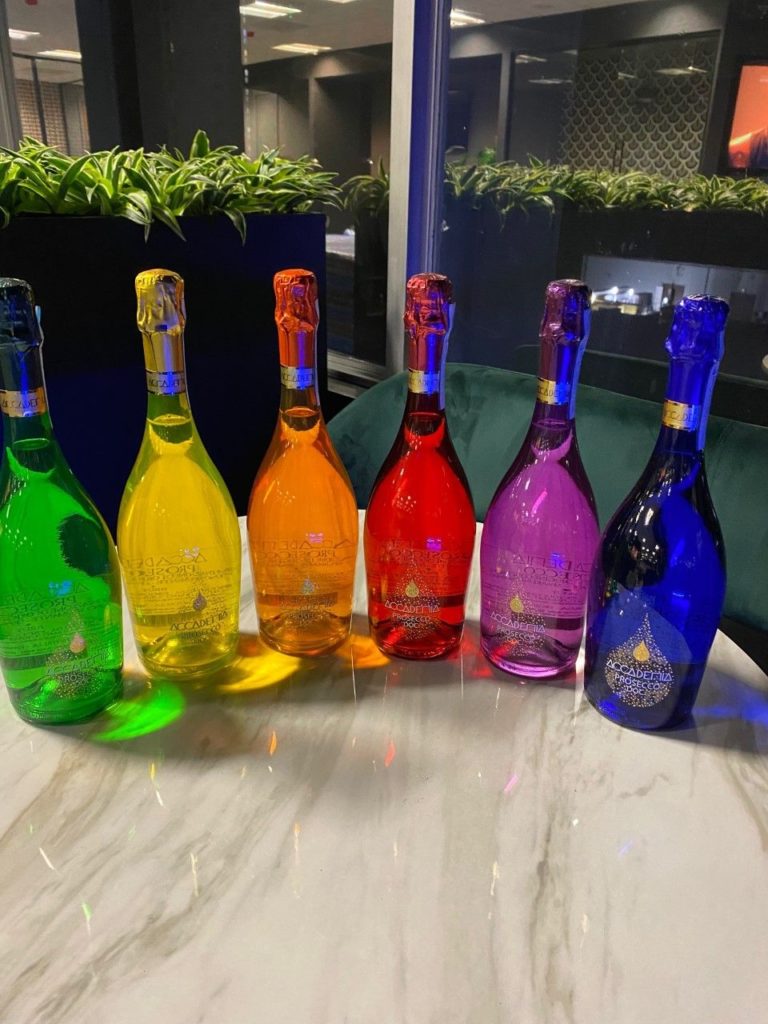 different coloured prosecco